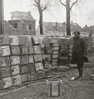 Our rapid advance near Cambrai compelled the Germans to abandon large quantities of ammunition by English Photographer